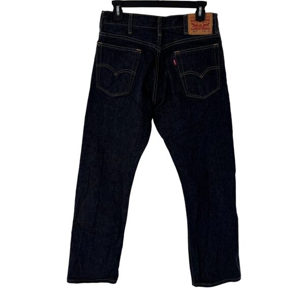 Levi's Men's Blue 517 Bootcut Mid Rise Rigid Regular Fit Boot Cut Cotton Jeans - Picture 7 of 12